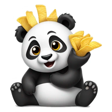 Panda eating chips sticker