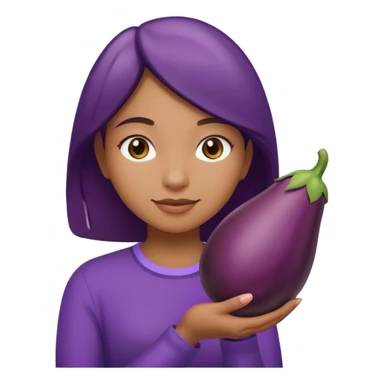 Girl with eggplant sticker