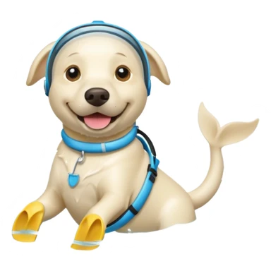 White labrador with snorkel and fins sticker