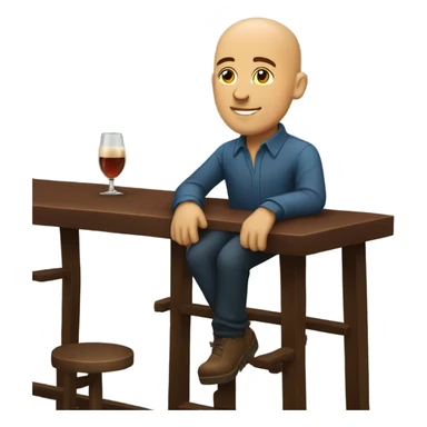 bald guy sitting at a bar sticker