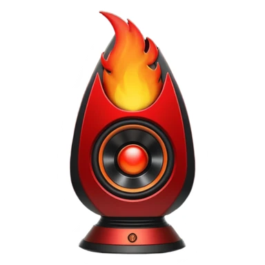 Head: A black KLIPSCH RP-8000F speaker, often represented with a red center or speaker cone.
Core: A small, bright glowing cherry-red circle representing his core.
Body & Armor: Primarily black armor plating with bright red accents or flames. sticker