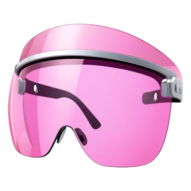 pink tinted shield visor glasses, frameless Y2K style, one continuous lens, futuristic sticker