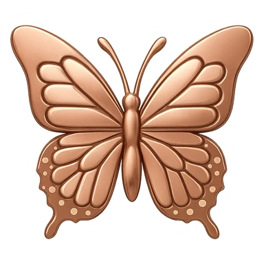Make this butterfly look more metallic with a shiny rose gold finish, elegant and reflective, icon style. sticker