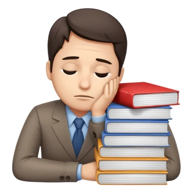 tired marketer eyes half-closed with a stack of reports sticker