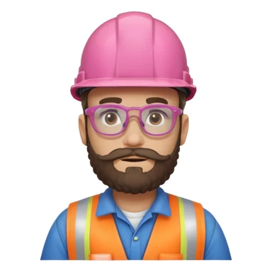 pink curly bearded consturction worker sticker