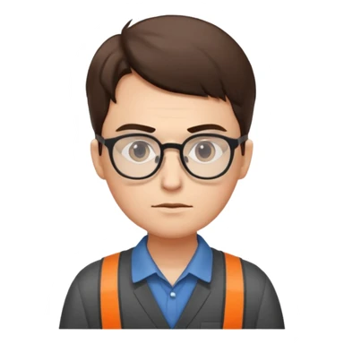 create a realistic emoji showing logistic person planing something sticker