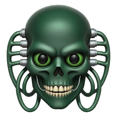 HR giger, wires, dark green, black flesh, head. dark black bones and skin sticker