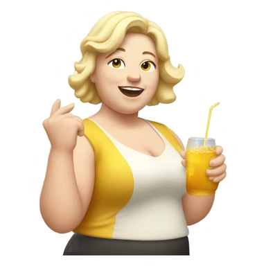 Chubby pale Woman dancing with drink with eyes closed sticker