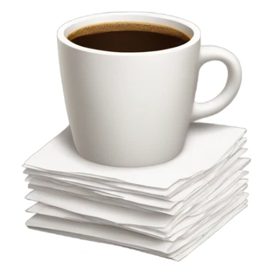stack of paper with cup of coffee on top sticker
