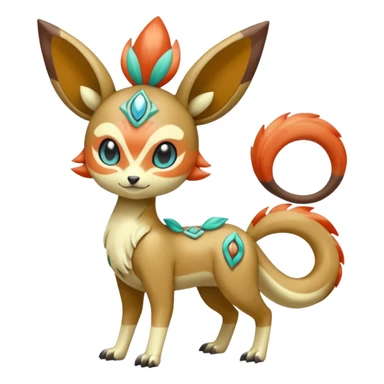 Tribal Tropical Soft Smooth Shiny Silky Cute Cool Realistic Vibrant Colorful Exotic Fionbri-Kalon-Falvie-Vernid-Meloetta-Pokémon-Fakémon-Digimon-Spectrobe-hybrid-fusion, full body sticker