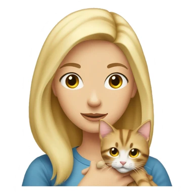 Blonde girl holding tabby cat sticker