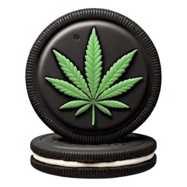 black and white oreo cookies with cannabis leaf sticker