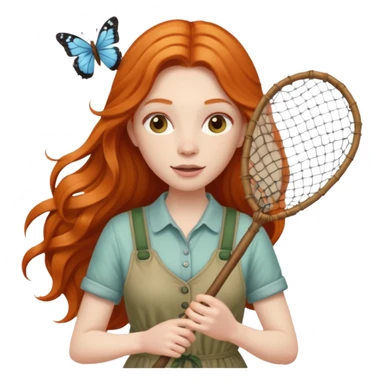 ginger lon haired woman butterfly catcher sticker