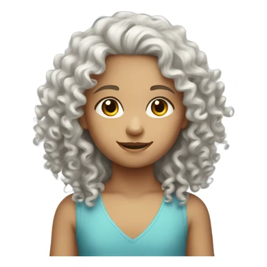 white long brunette curly haired child sticker