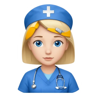 Nurse blue eyes short blond blue scrubs sticker