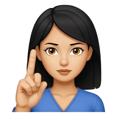Woman with black hair showing middle finger  sticker