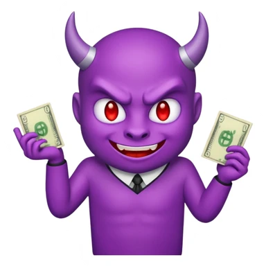 purple devil emoji with money sticker