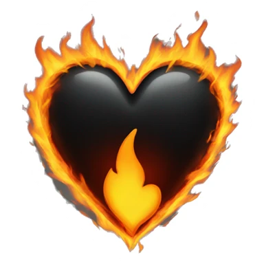 Black heart with fire surrounding  sticker
