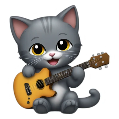 A dark grey kitten playing the guitar sticker