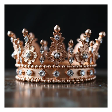 rose gold crown, luxurious, metallic, detailed, minimal background sticker