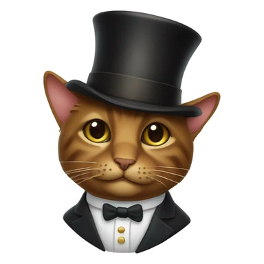 Brown cat with top hat and monocle sticker