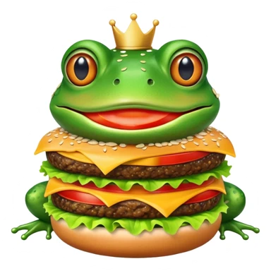 Frog with a big burger  sticker