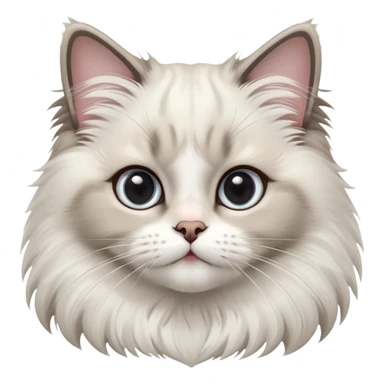 cinematic-adorable-big-eyed-fluffy-ragdoll-cat-portrait-emoji,-head-tilted-playfully-with-a-sweet-expression,-fluffy-white and grey-fur,-simplified-yet-irresistibly-cute-features-with-large,-expression,  sticker