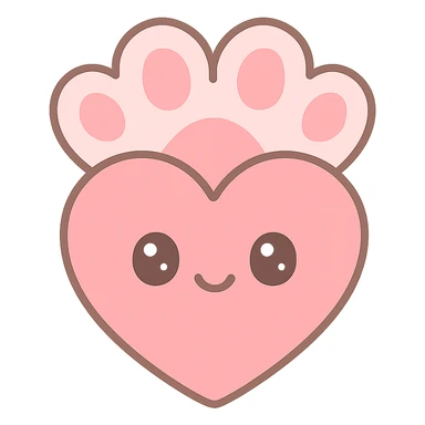 a pink heart in a playful, cute style, resembling a pisyol (cat paw) with soft, rounded shapes and a gentle, friendly vibe sticker