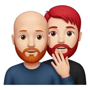 White Bald man with red beard touching face white girl black hair  sticker