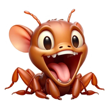 Cinematic Adorable Yawning Ant Portrait Emoji, Head tilted slightly with a dramatic, wide-open yawn, showcasing a tiny, segmented body with softly drooping features and sleepy, half-closed eyes, Simplified yet irresistibly cute features, highly detailed, glowing with a soft, cozy natural glow, high shine, relaxed yet expressive, stylized with a dash of whimsical charm, soft glowing outline, capturing the essence of a drowsy ant that appears ready to stretch out for a nap! sticker