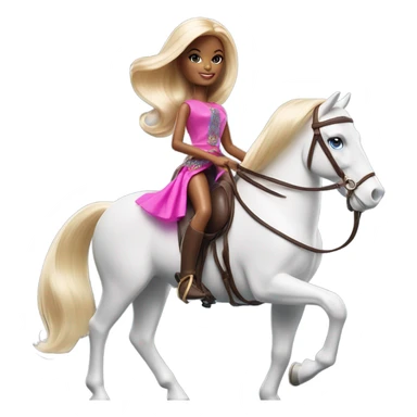 Barbie doll riding a horse  sticker