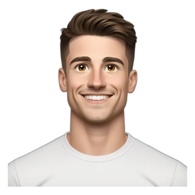 Mason mount 30 year old American Silicon Valley designer smiling with stubble and mustache in a black tshirt with broad shoulders profile photo hair fade undercut sticker