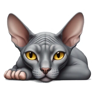 Dark grey sphynx cat sleeping  sticker