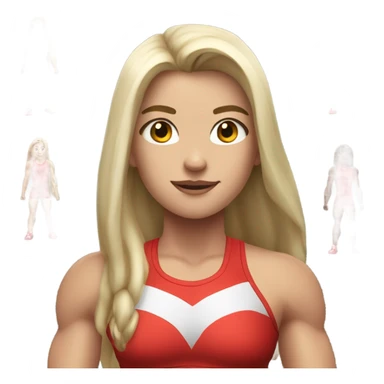 a girl，in red sportswear，great muscle，white skin，long hair， sticker