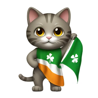 cat waving irish flag sticker