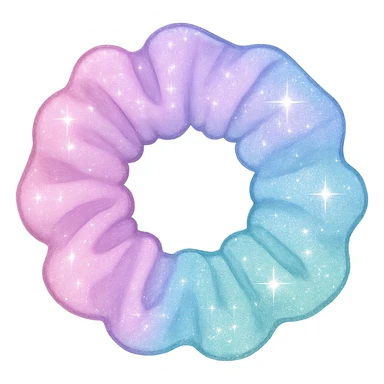 girly sparkling hair tie, pastel colors, no background sticker