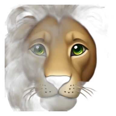 brown lion with a black  mane and green eyes sticker