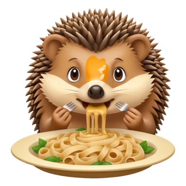 hedgehog eating pasta sticker