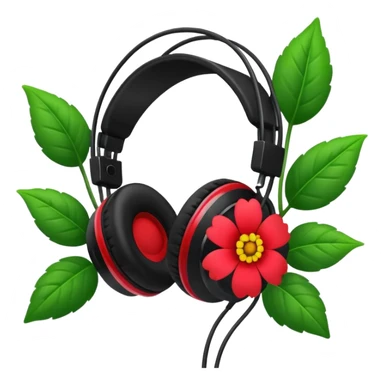 Headphones and flower sticker
