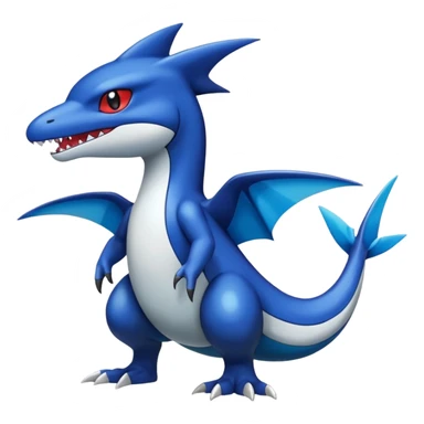 Dusky Glossy Oil-Sheen Blackened Blue Pokémon-Latias-Garchomp-Larvitar-Fakémon-Digimon-Creature, (full body) sticker