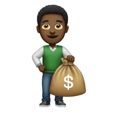 Black man with money bag sticker