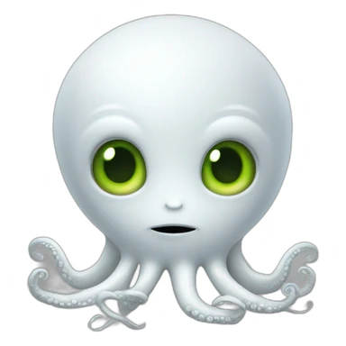 White little alien with tentacles on chin sticker