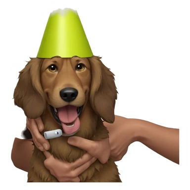 male with dog at party sticker