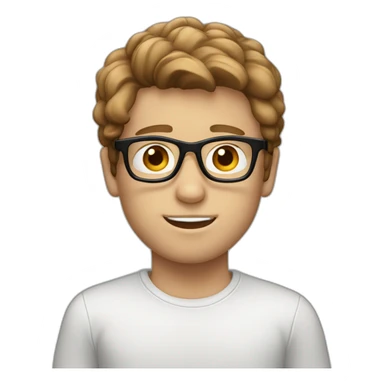 White Boy with brown colmed hair black glasses sticker