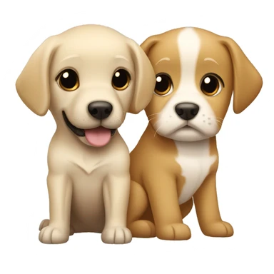 Girl has blonde hair and two dogs labrador retriver one of them is Brown second white sticker