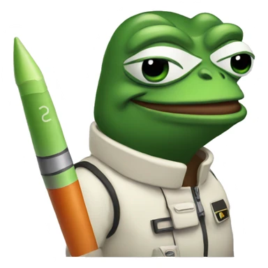 pepe with rocket  sticker