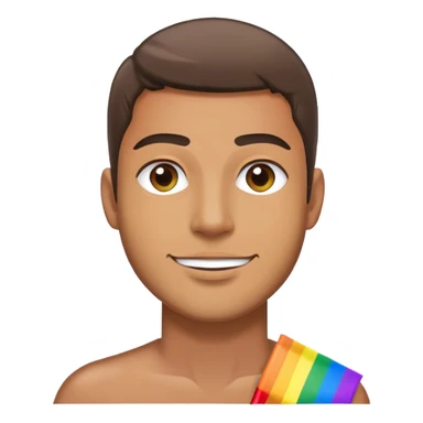 man with rainbow flag sticker