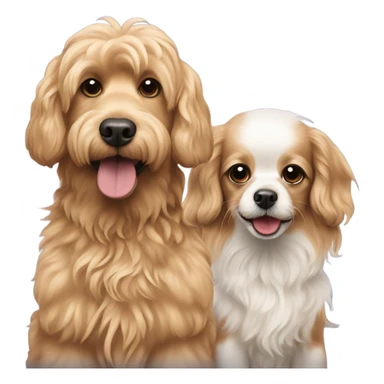 Two golden doodles and long haired chihuahua standing together sticker