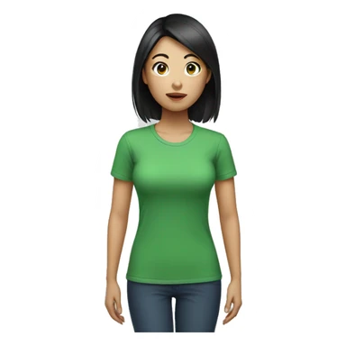 Black haired Asian woman in green shirt sticker