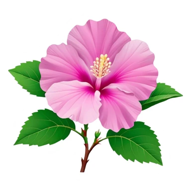 Cinematic Realistic image of a Mugunghwa flower (Rose of Sharon), rendered with delicate petal textures and vibrant pink hues, set against a minimalist background with gentle, diffused lighting that highlights its national significance sticker